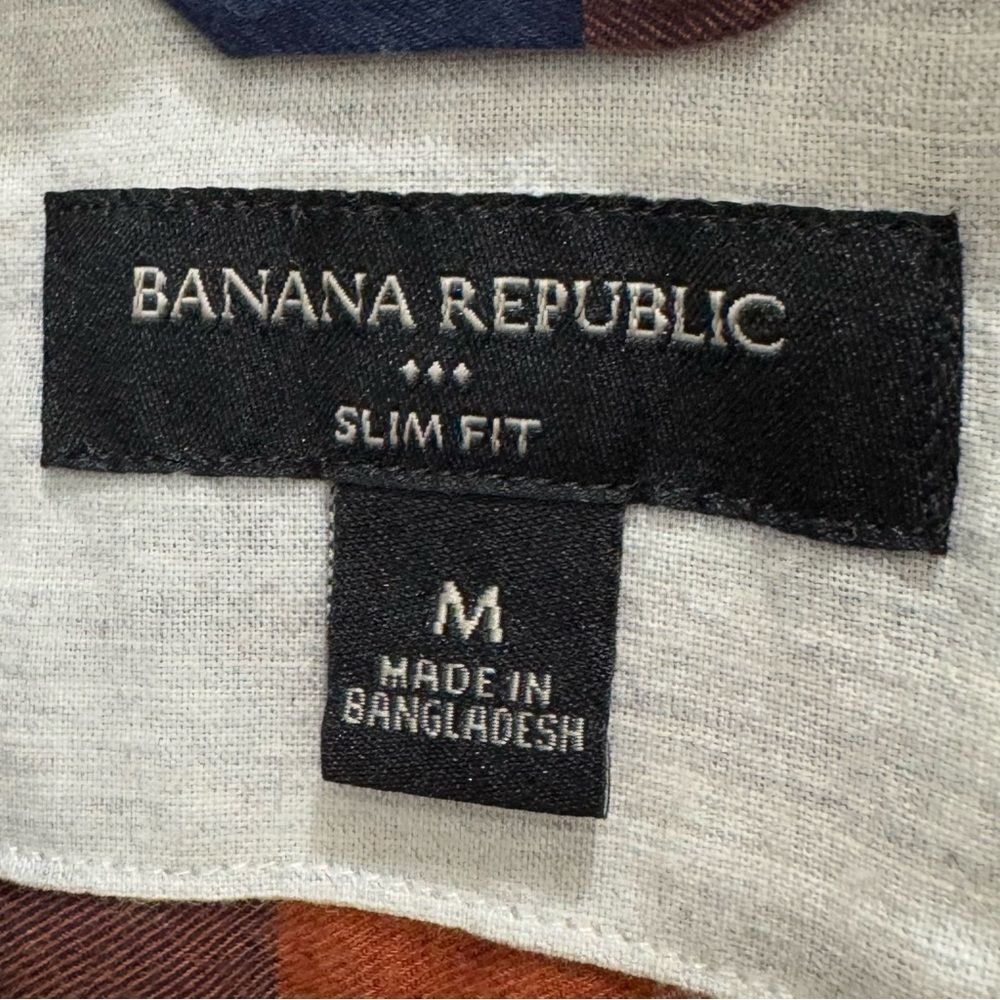 Banana Republic Factory Plaid Button Down Orange Pocket Shirt. Medium. - Picture 5 of 7